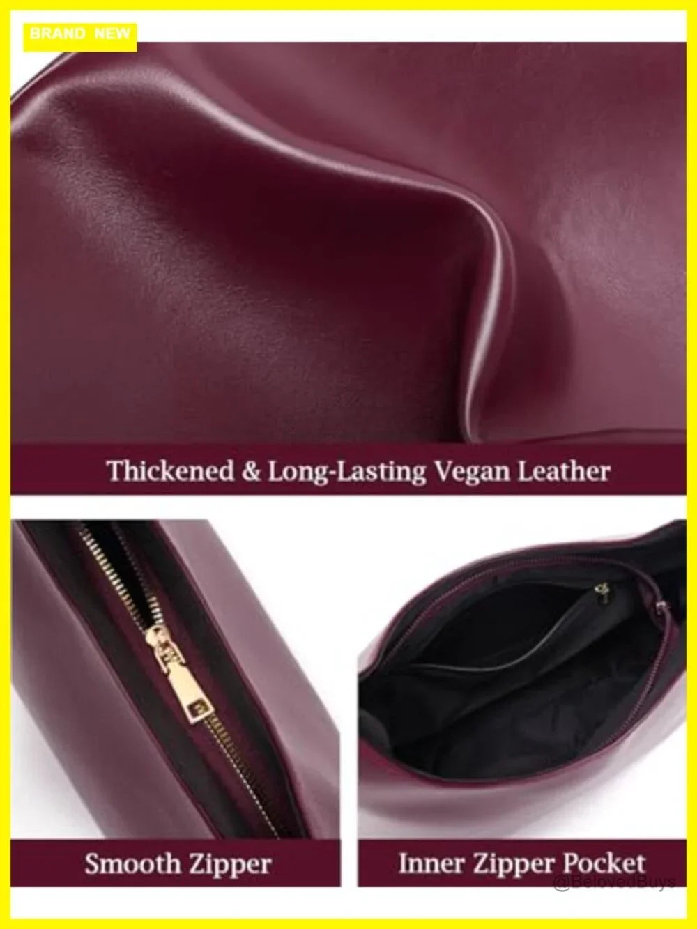 Vegan Leather Hobo Bag for Women Work Tote Shoulder Purse